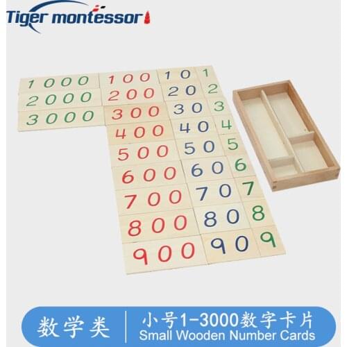 Montessori Wooden Mathematics Materials Small Wooden Number Cards With Box (1-3000) Toys