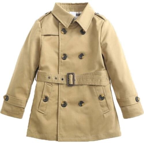 Toddler child trench jacket solid gentleman style belt jacket for 1-8years boys children kid fashion outerwear clothes