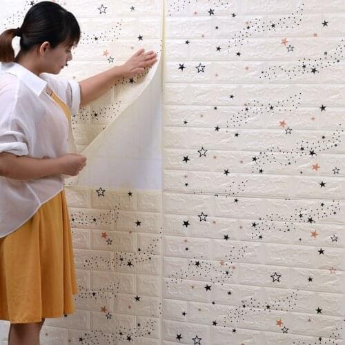 Eco-friendly foam 3d stereo dormitory wallpaper self-stick bedroom warm TV background wall paper home
