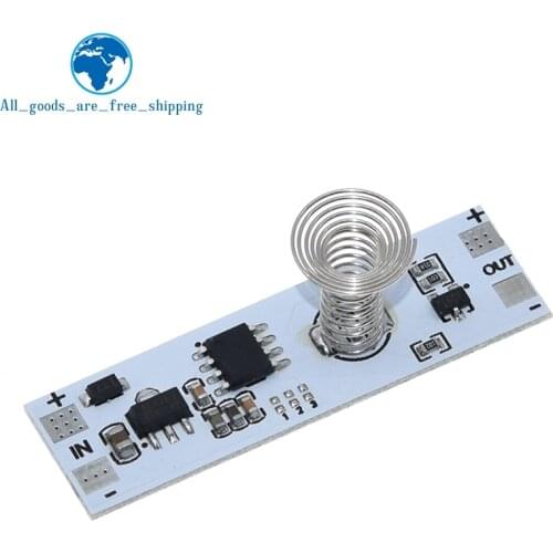 DC 12V Capacitive Touch Sensor Switch Coil Spring Switch LED Dimmer Control Switch 9-24V 30W 3A for Smart Home LED Light Strip