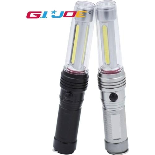 GIJOE cob hand-held work light led torch by 3*AAA battery aluminum alloy case with magnetic hook waterproof portable spotlight