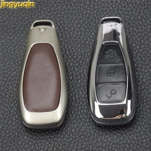 Jingyuqin 5PCS For Ford Fiesta Focus Mondeo Ecosport Kuga Focus st With Buckle Zinc Alloy+Leather Car Key Case Cover Car-styling