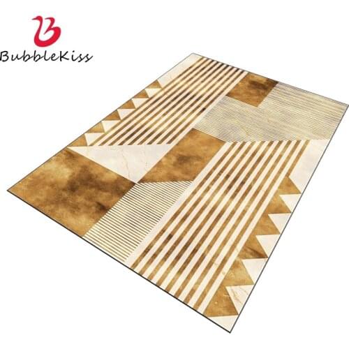 Bubble Kiss Hot Sale Nordic Style Living Room Carpet Yellow And White Geometric Line Pattern Carpet Simple Bedroom Floor Carpet