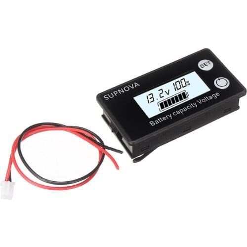 Mayitr 1pc Black Durable Battery Capacity Voltmeter Indicator Waterproof Batteries Power LCD Display Monitor
