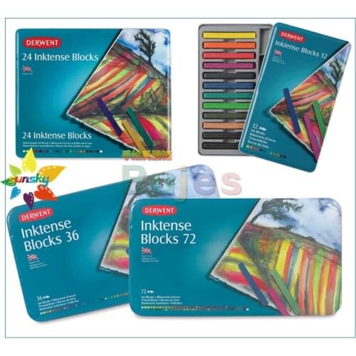 UK 12 24 36 72derwent Solid Watercolor stickers inktense block Watercolour Hand Painting Illustration set artist kids Watercolor