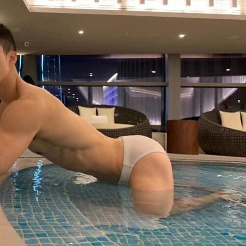 Half Transparent Mens Low-rise Sexy Gay U Balls Pouch Breathable Briefs Erotic Black White Green Yellow Underwear