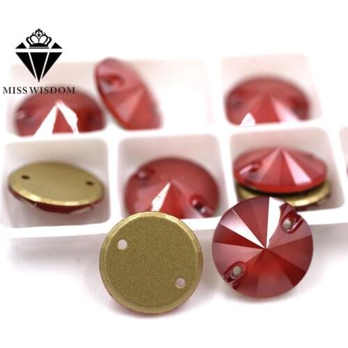 New Hot Flatback glass sew on rhinestones double hole Round shape Red zircon Mocha crystal rhinestone diy clothing accessories