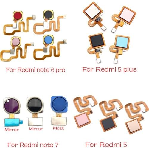 New Fingerprint Finger Print Touch ID Sensor Home button Flex Cable For Xiaomi Redmi Note 6 7 Pro / Redmi 5 Plus Repair Parts