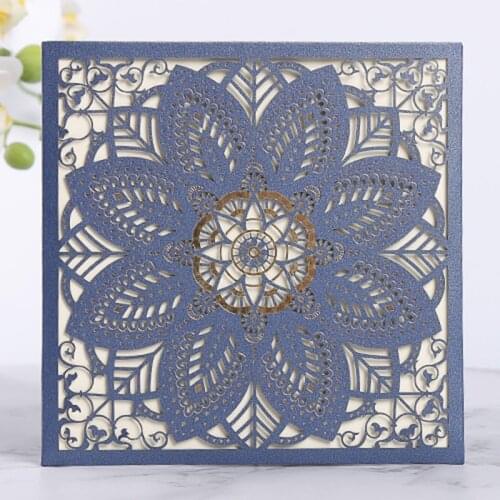1pcs Square Flora Laser Cut Wedding Invitation Cards Customized Greeting Birthday Business Card Party Favors Wedding Decoration