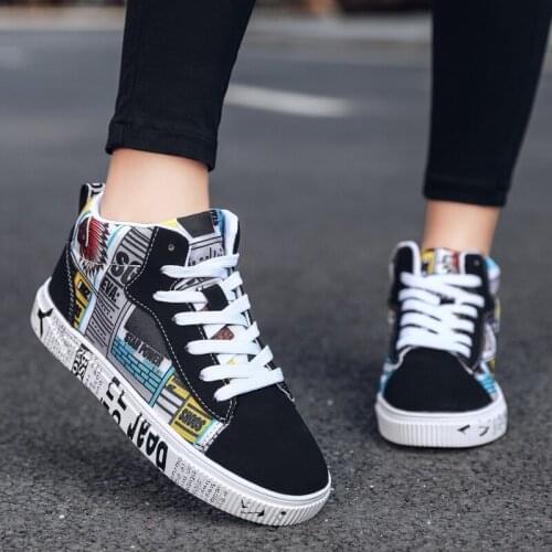 Plus Size PU Leather High Top Womens Running Shoes Men High Sneakers Women Black Sport Shoes Sports Woman Chausure Femme B-799