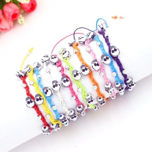 Adjustable Hemp Braided Handmade Lucky Charm Resin Beaded Black Skull Bracelets Friendship Men 10 Colors