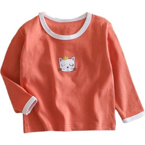 Childrens Bottoming Shirt Cotton T-Shirt Spring and Autumn New Baby Cartoon Tops for Boys and Girls Single-Piece Long-Sleeved