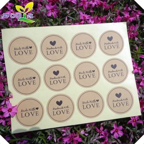 Hand Made with love Sticker pouch baking packing box sticker