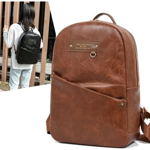 2021 New Women Backpack PU Leather Daypack Fashion Backpacks Female Mochila Feminine Casual Large Capacity Vintage Shoulder Bags