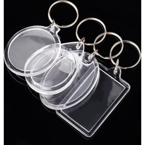 SAUVOO 5pcs/lot Acrylic Transparent Photo Keychain Custom Frames Insert Clear Blank Acrylic Discs Round Keychain For DIY Project
