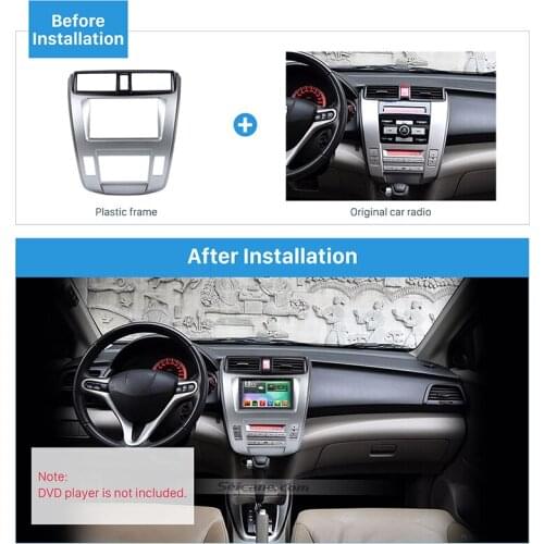 Seicane 2Din Car Radio Frame Fascia Trim Kit for 2008-2014 Honda City Ballade Auto AC Radio Frame DVD Panel Dash Kit Auto Stereo