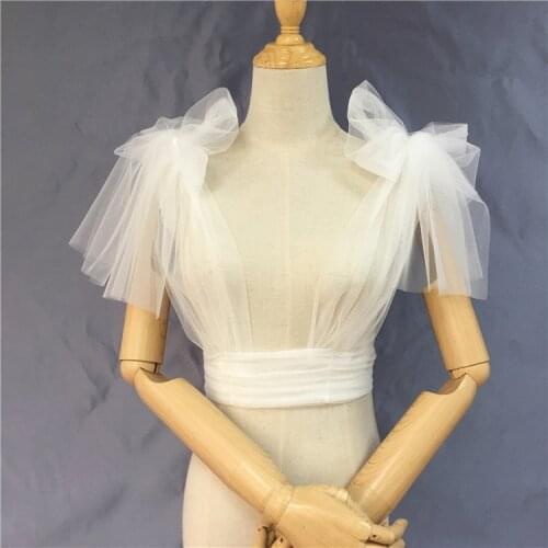 Bow Sleeve Wedding Jacket White Ivory Sleeve Bridal Bolero Jackets Wedding Wrap