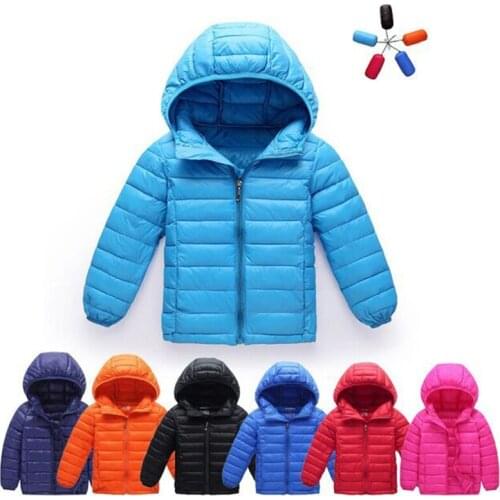 Ultra Light Children Down Jacket 11 Color Warm Fashion Winter Child Coat Boys And Girls Hooded 3T-9T Cotton-Padded Clothes