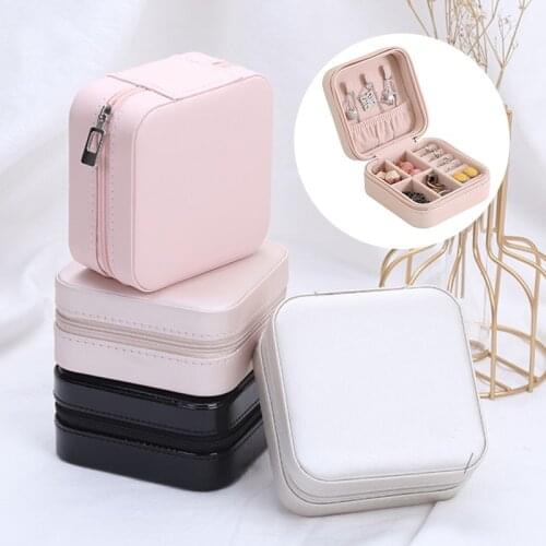 Universal Jewelry Organizer Display Travel Jewelry Case Boxes Portable Jewelry Box Zipper Leather Storage Zipper Jewelers