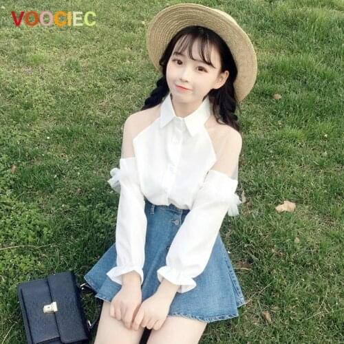 VOOCIEC Women's Shirts With Embroidery