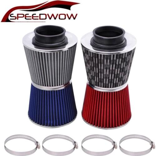 SPEEDWOW 76mm 3" Air Filter Auto Vehicle Car Cold Air Intake Filter Cleaner Mesh Tapered Cone Air Filter