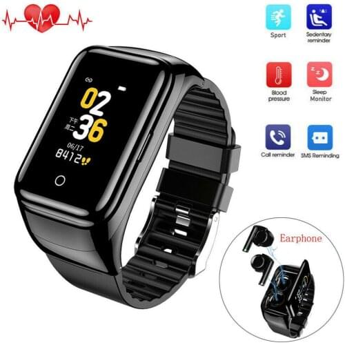 All in One Bluetooth Headset Smart Watch Heart Rate Monitor Bracelet Fitness Tracker for Android Samsung iPhone Huawei P40 P30