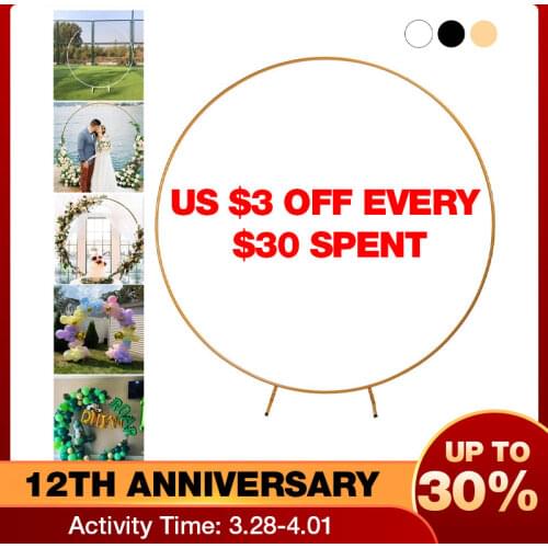 2M Iron Circle Wedding Birthday Arch Decoration Background Wrought Props Outdoor Lawn Round Backdrop Wedding Frame Balloon Arch