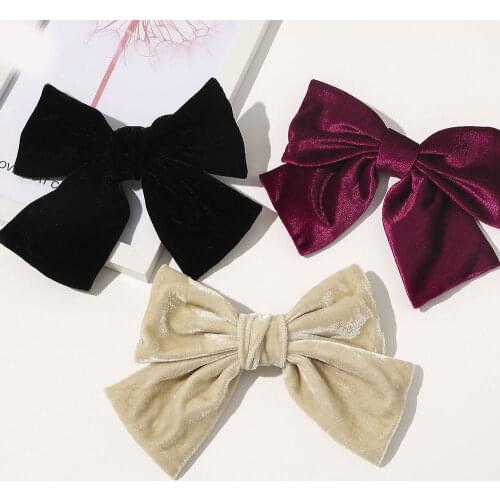 Women Velvet Big Bow Hairpin Candy Color Sweet Wild Elastic Hair Clip Top Clip Fashion Hairpin High Quality Hair Accessories