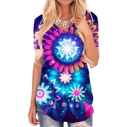 Giyu Brand Dizziness T-shirt women Colorful Tshirts Printed Art T-shirts 3d Novel V-neck Tshirt Womens Clothing Fashion