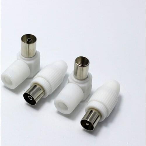 1set TV Plug with Pin for Antennas 180 Degrees / Right Angle TV RF Coaxial Male Plugs +Female jack Adapter Antennas Connector