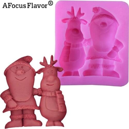 1 Pc Elk Cream Cake Mold Fondant Santa Cake Chocolate Decoration Christmas Series Candy Silicone Forming Soap Mold For Kitchen