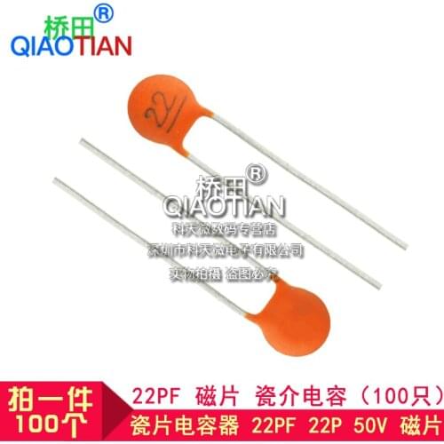 100PCS/LOT Ceramic Capacitor 22PF 22P 50V Magnetic Chip Ceramic Dielectric Capacitor