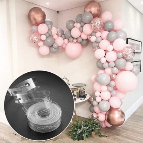 15m Balloon Connect Chain Clear Two Holes Arch Tape Strip Hanging Decor Holder Wedding Birthday Party Balloon Chain