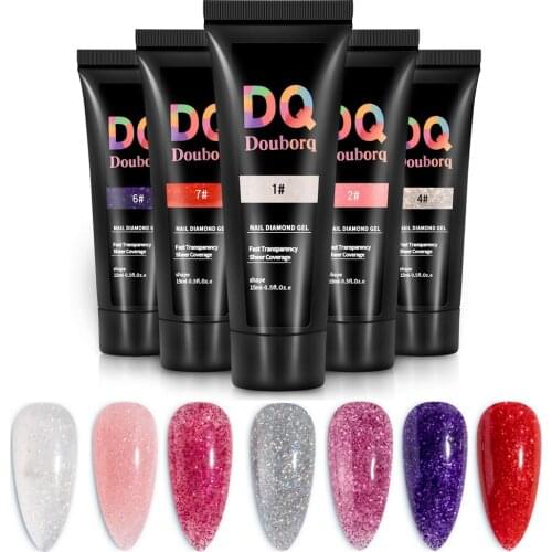 15ml Soak Off Poly Nail Gel Glitter UV Nail Gel Builder Gel Acrylic Camouflage Fast Nail Extension Gel Nail Decals