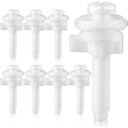 8PCS Toilet Seat Hinge Bolt Screws with Plastic Nuts and Washers Toilet Seat Replacement Parts Kit