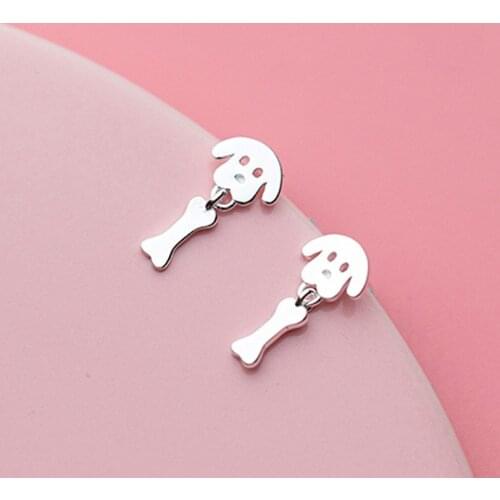 925 Sterling Silver Prevent Allergy dog bone Brincos Stud Earrings for Women Wedding Earrings Jewelry Accessories