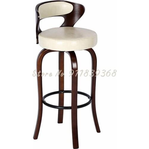 American Style Solid Wood Bar Chair Creative Light Luxury Household High Stool Cafe Bar Nordic Back Bar Chair