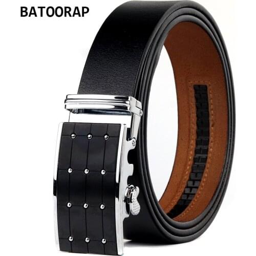 BATOORAP NEW Mens Leather Belt Automatic Buckle Metal 35MM Width Fashion Trouser Waist Strap Male Luxury Designer Western Belt