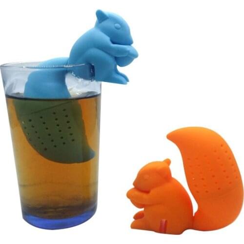 Squirrel Tea Strainer Silicone Tea Maker loose-leaf Infuser Filter Diffuser Fun Herbal Spice Holder Kitchen Tool Tea Accessories