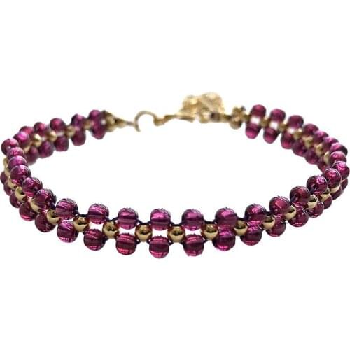 Wholesale Purple Garnet Natural Stone Bracelets Round Bead Adjustable Bracelet For Girl Single Lap Women Fashion Jewelry