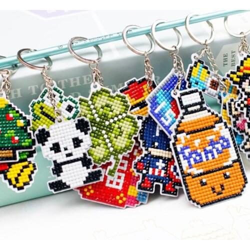 DIY Diamond Keychain Full Square Diamond Painting Keyring Keychain Cross Stitch Embroidery Women Bag Key Chain Christmas gift