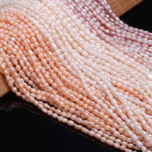Natural Freshwater Pearl Beads High Quality Rice Shape Punch Loose Beads for DIY Elegant Necklace Bracelet Jewelry Making 4-5MM