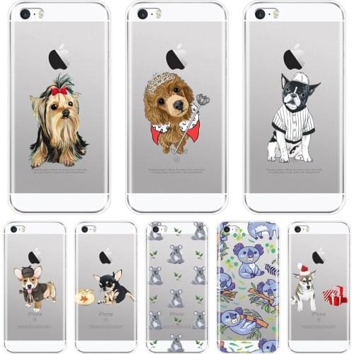 For Apple iPhone 5 S 5C 5S SE Case Silicone Bug Dog Cute Sloth Puppy Animal Kawaii Soft Back Cover For iPhone 4 S 4S Case