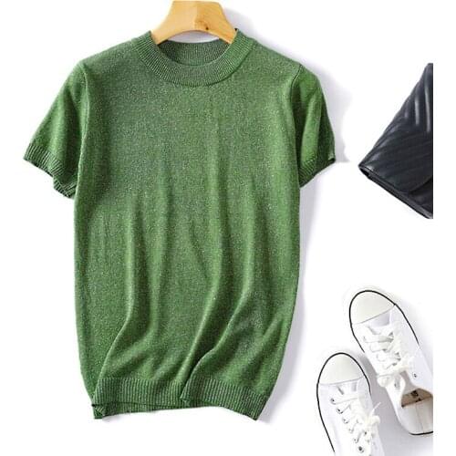 DASSWEI Fashion Spring Summer Knitted Sweater Women O-Neck Tops Short Sleeve Soft Pullovers Casual Solid Female Elastic Jumpers