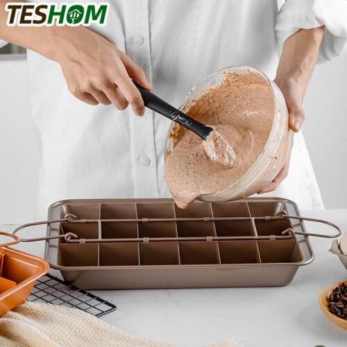 TESHOM Carbon Steel Square Lattice Brownie Baking Pan Cake Mold Professional Bakeware Tools 18 Cavity Molds Baking Tool