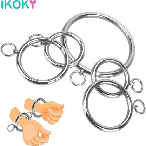 Sex Toys For Women Men Stainless Steel Neck Collar Metal Handcuff Wrist Ankle Cuff Adult Slave Role Play BDSM Restraint Bondage