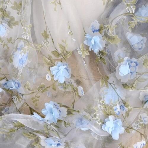 Quality gauze fabric Blue Organza solid Decal tissu High grade clothing skirt curtain background cloth patchwork