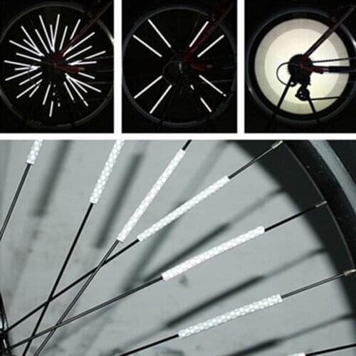 Colorful 12pcs Reflector Bicycle Wheel Rim Spoke Strip Bike Mount Warning Light Strip Tubes Bike Tire Reflective Decoartion