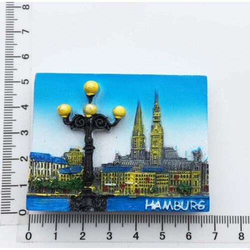 Hamburg River View Creative Tourism Memorial Hand-painted Crafts Magnet Fridge