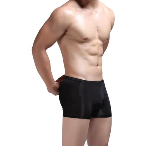 Hot Sale New Super thin ice silk mens sexy underwear boxers shorts mens low rise seamless underwears men boxer size S M L XL